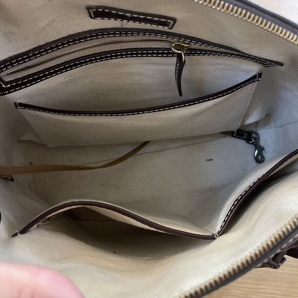 Dooney & Bourke Emerson Domed Satchel Purse Bag Brown Smooth Leather - Picture 9 of 15